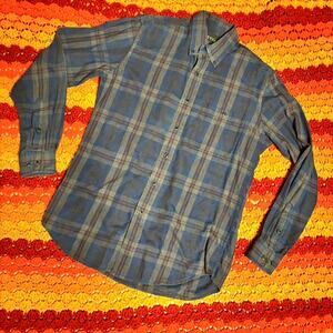 Orvis blue plaid button up